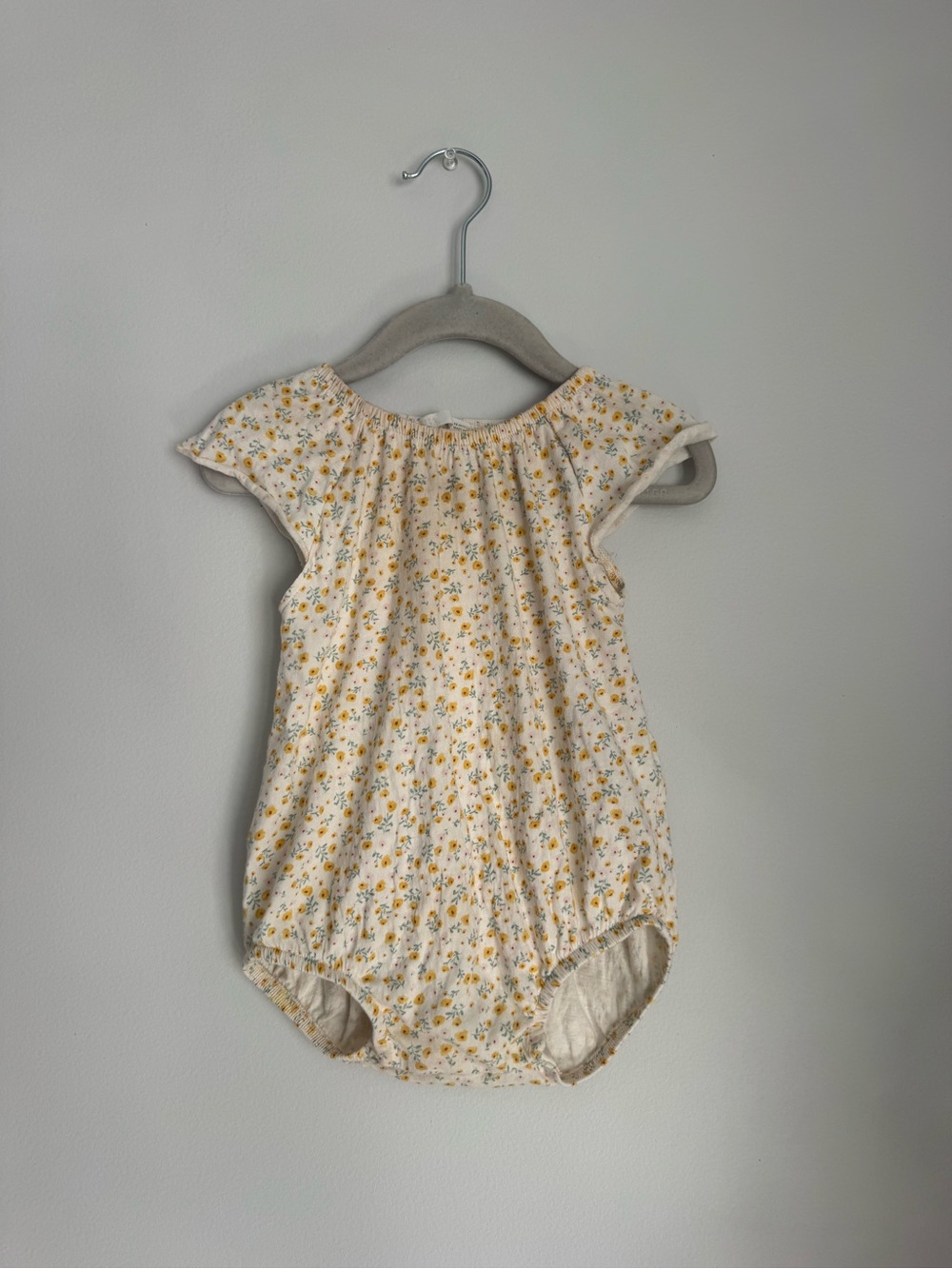 Zara Cream Romper with Yellow Floral Print
